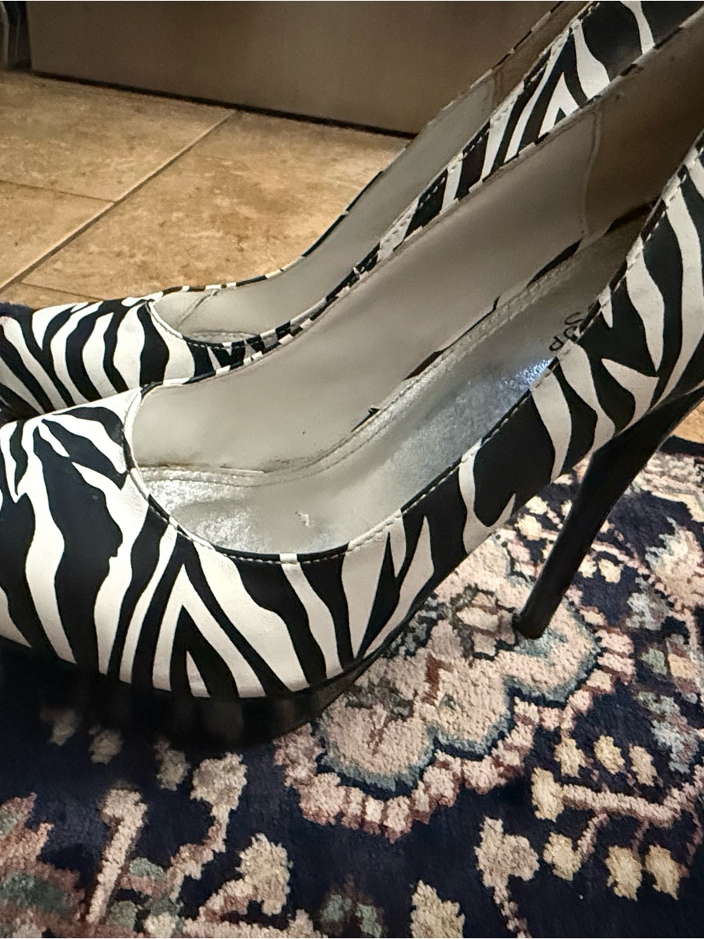 Zebra-Print Stiletto Pumps in Black & White